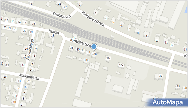 Poniec, Krobska Szosa, 32b, mapa Poniec