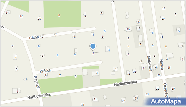 Popowo-Parcele, Krótka, 4, mapa Popowo-Parcele