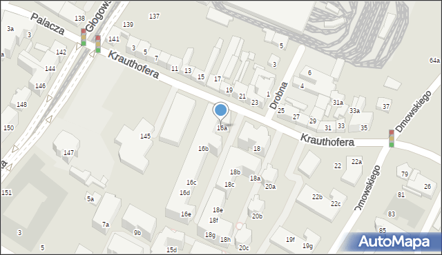 Poznań, Krauthofera Jakuba, 16a, mapa Poznania