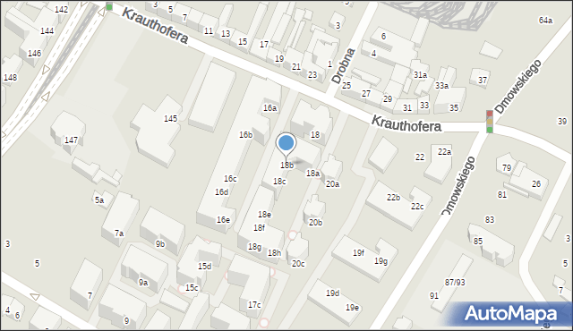 Poznań, Krauthofera Jakuba, 18b, mapa Poznania