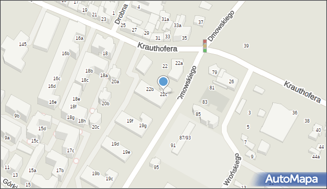 Poznań, Krauthofera Jakuba, 22c, mapa Poznania