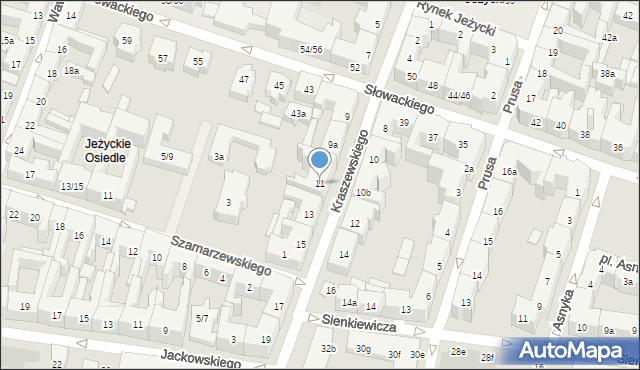 Poznań, Kraszewskiego Józefa Ignacego, 11, mapa Poznania