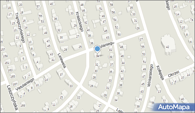 Poznań, Krasickiego Ignacego, bp., 34, mapa Poznania