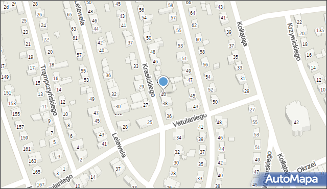 Poznań, Krasickiego Ignacego, bp., 40, mapa Poznania