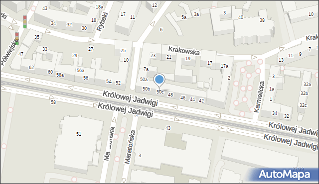 Poznań, Królowej Jadwigi, 50c, mapa Poznania