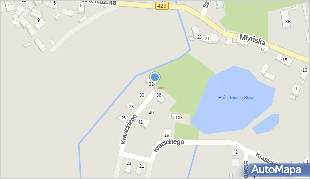 Prószków, Krasickiego Ignacego, bp., 34, mapa Prószków