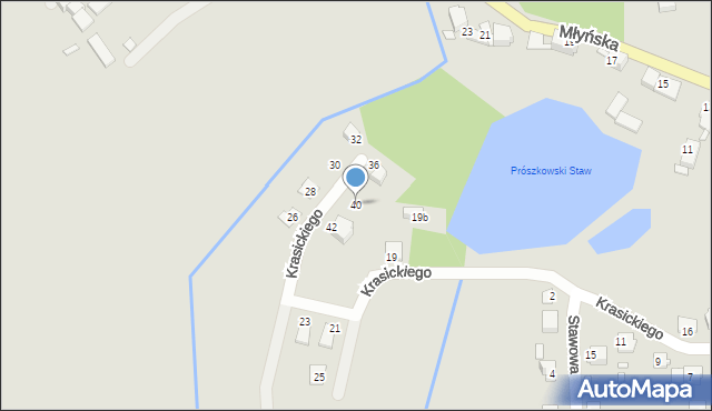 Prószków, Krasickiego Ignacego, bp., 40, mapa Prószków