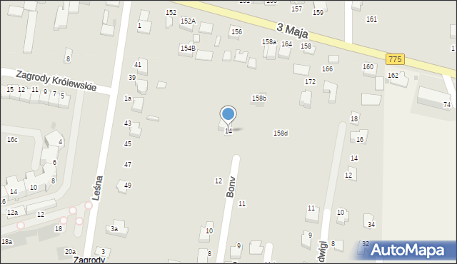 Proszowice, Królowej Bony, 14, mapa Proszowice