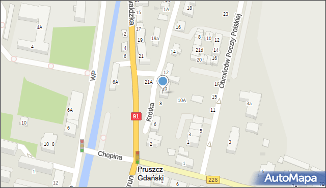 Pruszcz Gdański, Krótka, 10B, mapa Pruszcz Gdański