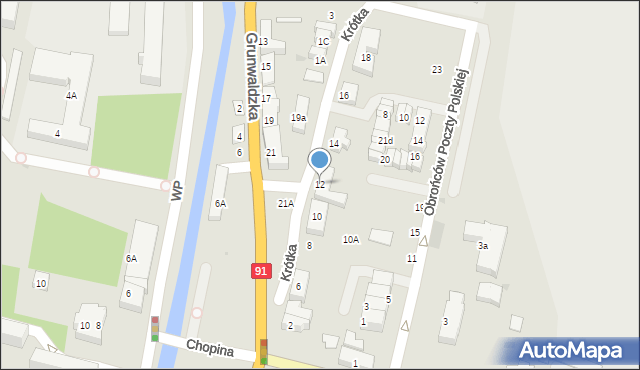 Pruszcz Gdański, Krótka, 12, mapa Pruszcz Gdański