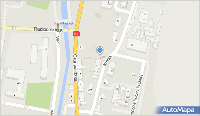 Pruszcz Gdański, Krótka, 3, mapa Pruszcz Gdański