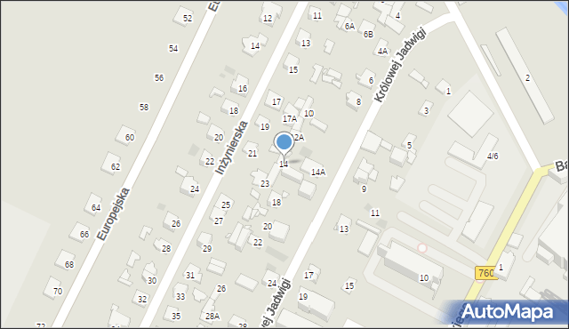 Pruszków, Królowej Jadwigi, 14, mapa Pruszków