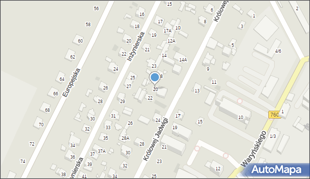 Pruszków, Królowej Jadwigi, 20, mapa Pruszków