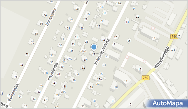 Pruszków, Królowej Jadwigi, 28, mapa Pruszków
