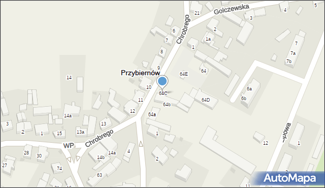 Przybiernów, Króla Bolesława Chrobrego, 64C, mapa Przybiernów