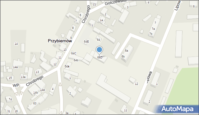 Przybiernów, Króla Bolesława Chrobrego, 64D, mapa Przybiernów
