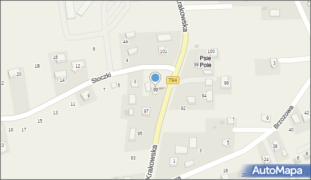 Przybysławice, Krakowska, 99, mapa Przybysławice