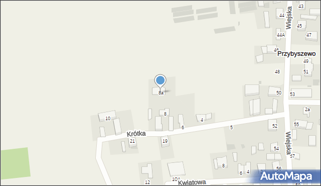 Przybyszewo, Krótka, 8a, mapa Przybyszewo
