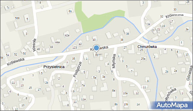 Przysietnica, Królewska, 33, mapa Przysietnica