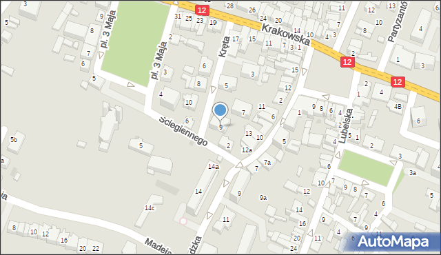 Przysucha, Kręta, 9, mapa Przysucha