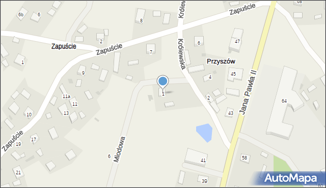 Przyszów, Królewska, 1, mapa Przyszów