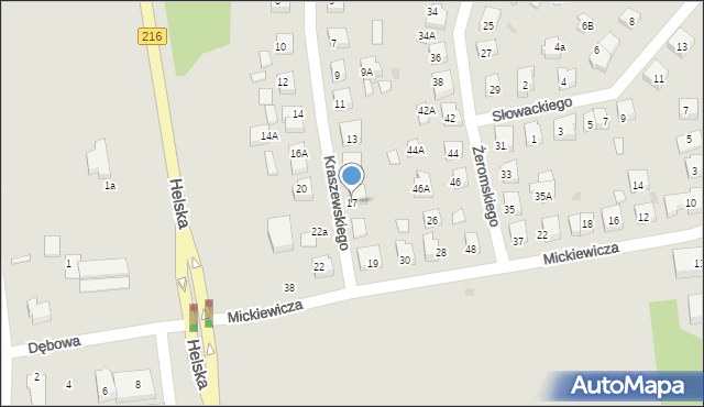 Puck, Kraszewskiego, 17, mapa Puck