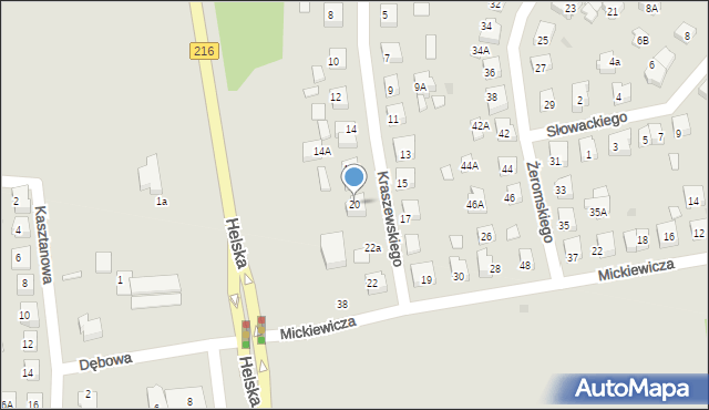 Puck, Kraszewskiego, 20, mapa Puck