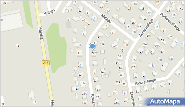 Puck, Kraszewskiego, 5, mapa Puck