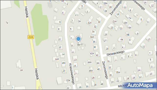 Puck, Kraszewskiego, 9A, mapa Puck