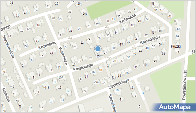 Puławy, Krasickiego Ignacego, bp., 25, mapa Puław