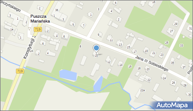 Puszcza Mariańska, Króla Jana III Sobieskiego, 10, mapa Puszcza Mariańska