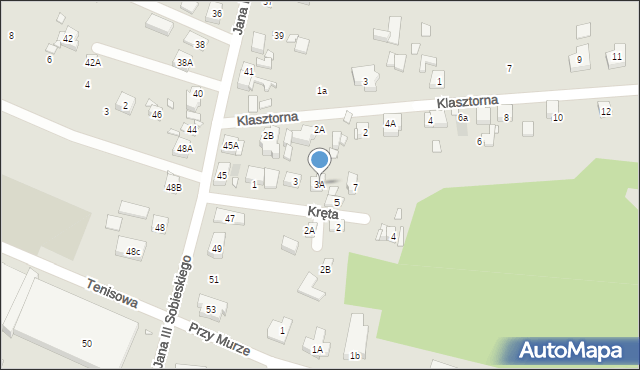 Puszczykowo, Kręta, 3A, mapa Puszczykowo