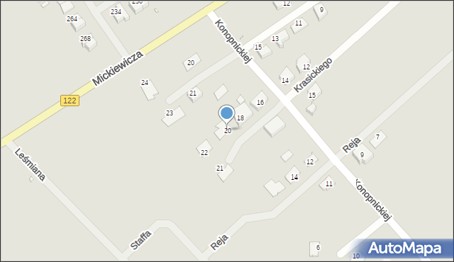 Pyrzyce, Krasickiego Ignacego, bp., 20, mapa Pyrzyce