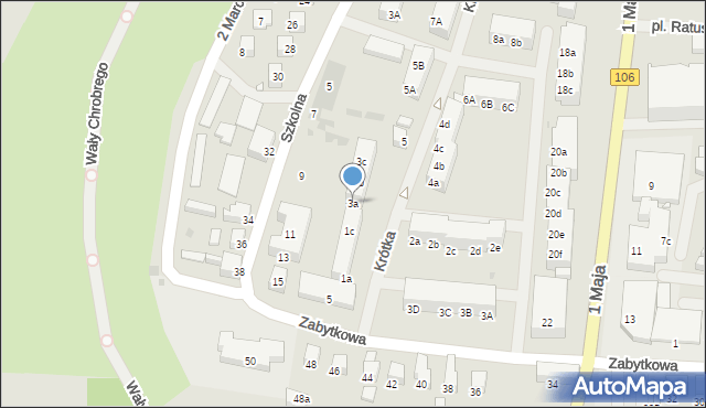 Pyrzyce, Krótka, 3a, mapa Pyrzyce