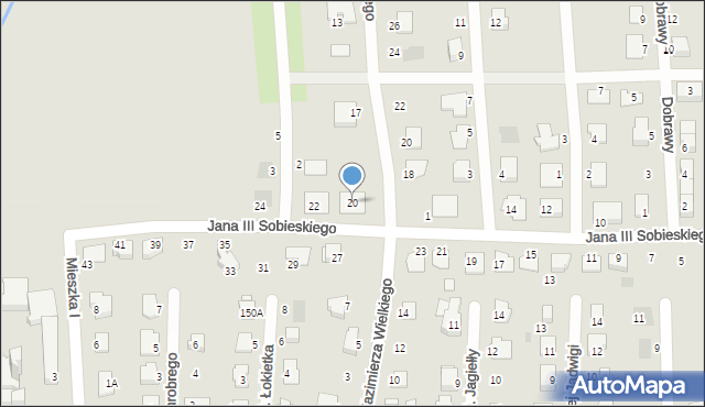 Pyskowice, Króla Jana III Sobieskiego, 20, mapa Pyskowice