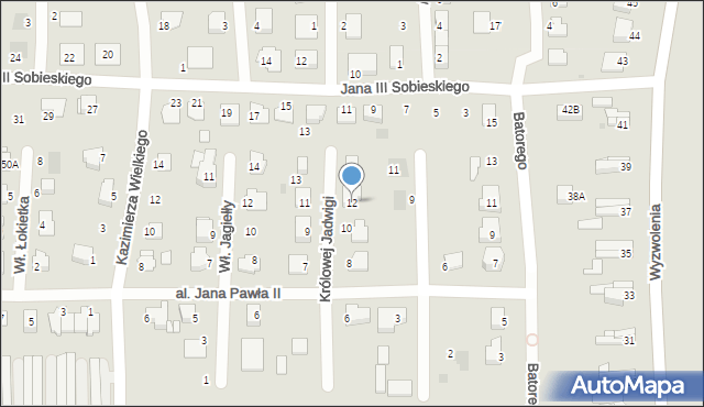 Pyskowice, Królowej Jadwigi, 12, mapa Pyskowice