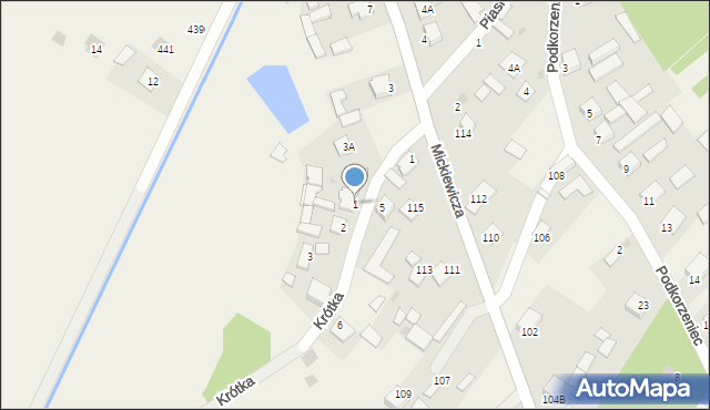 Pysznica, Krótka, 1, mapa Pysznica