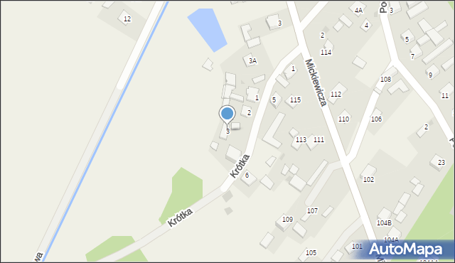 Pysznica, Krótka, 3, mapa Pysznica