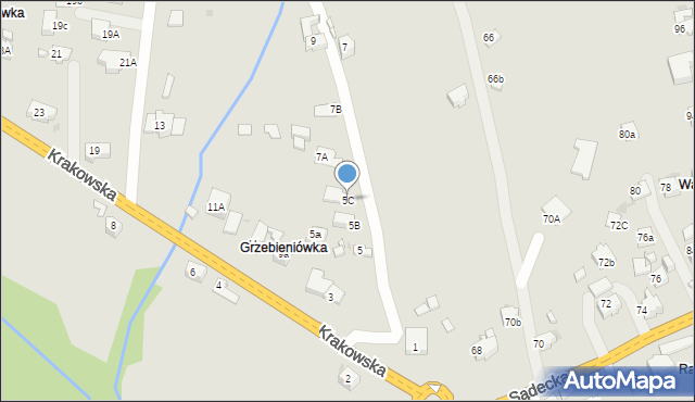 Rabka-Zdrój, Krakowska, 5C, mapa Rabka-Zdrój