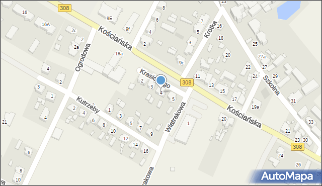 Racot, Krasickiego Ignacego, bp., 4, mapa Racot