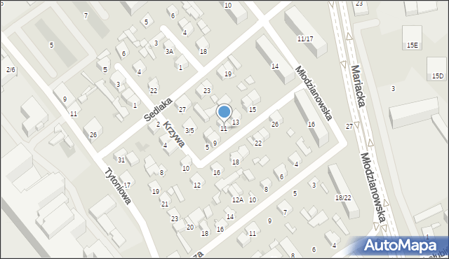 Radom, Krzywa, 11, mapa Radomia