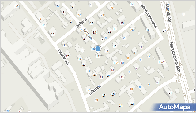 Radom, Krzywa, 12, mapa Radomia