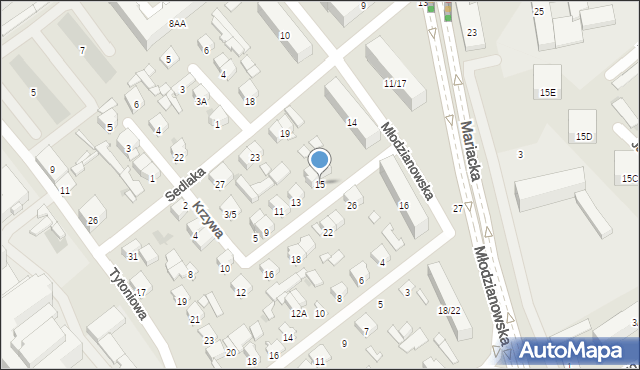 Radom, Krzywa, 15, mapa Radomia