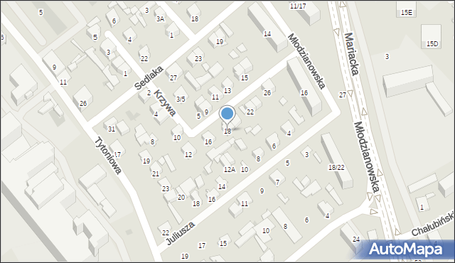 Radom, Krzywa, 18, mapa Radomia