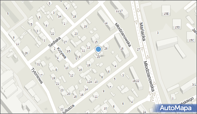 Radom, Krzywa, 22, mapa Radomia