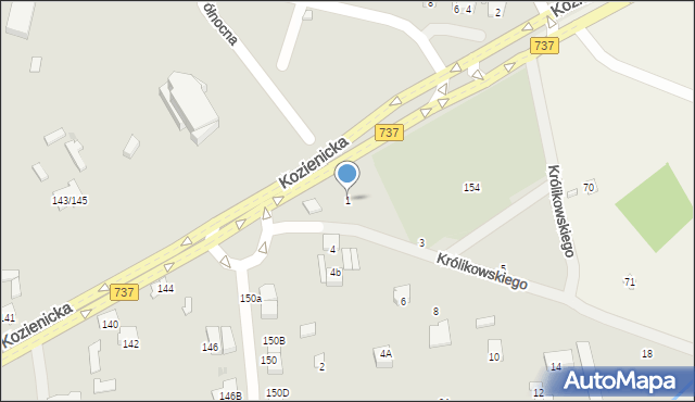 Radom, Królikowskiego Józefa Franciszka, 1, mapa Radomia
