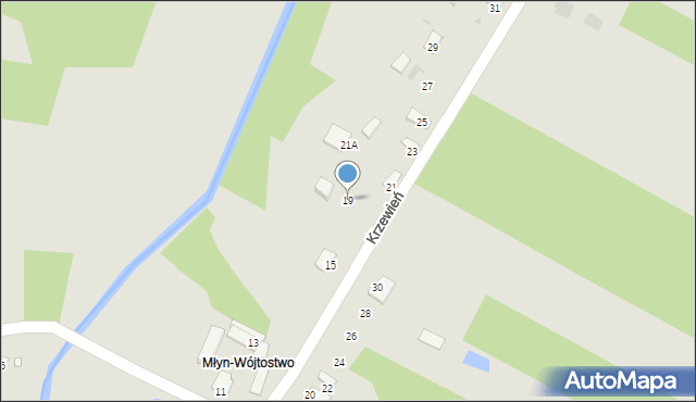 Radom, Krzewień, 19, mapa Radomia