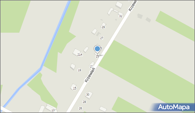 Radom, Krzewień, 23, mapa Radomia