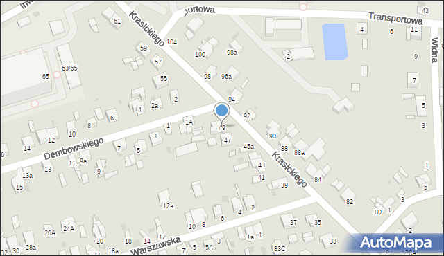 Radomsko, Krasickiego Ignacego, bp., 49, mapa Radomsko