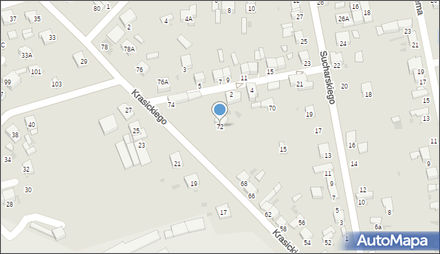 Radomsko, Krasickiego Ignacego, bp., 72, mapa Radomsko